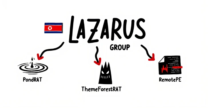 Nhóm Lazarus mở rộng kho vũ khí phần mềm độc hại với PondRAT, ThemeForestRAT và RemotePE